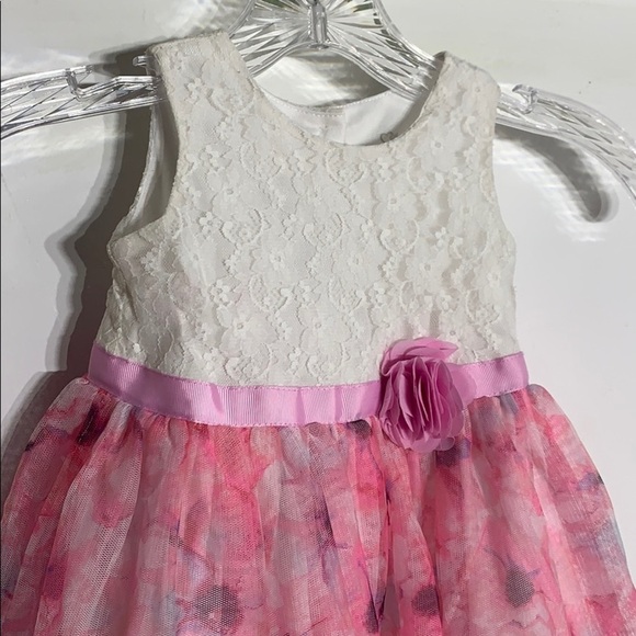 Children’s place pink floral party dress A line girls 12-18 months - Picture 3 of 5